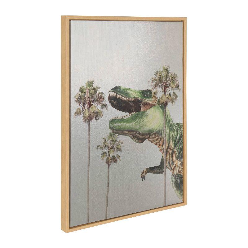 Kate & Laurel All Things Decor 23"x33" Sylvie Dinosaur Canvas Art: Whimsical Prehistoric Scene