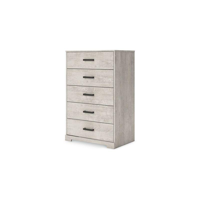 Signature Design by Ashley Shawburn 5 Drawer Modern Farmhouse Dresser , Whitewash