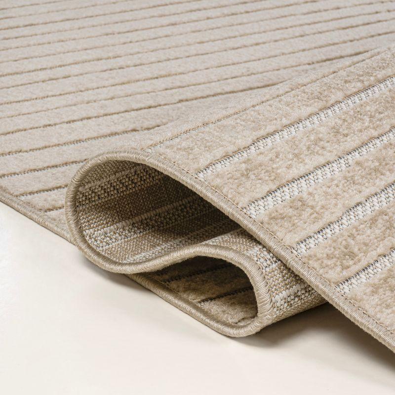 JONATHAN Y Hallie High-Low Minimalist Curve Geometric Beige/Cream 4 ft. x 6 ft. Indoor/Outdoor Area Rug