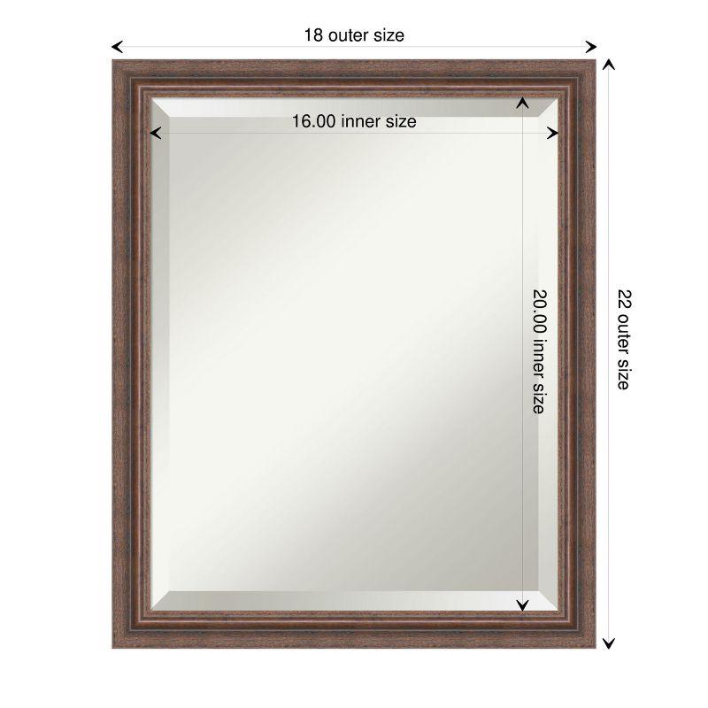 Amanti Art Distressed Rustic Brown Beveled Wood Bathroom Wall Mirror 22.5 x 18.5 in.