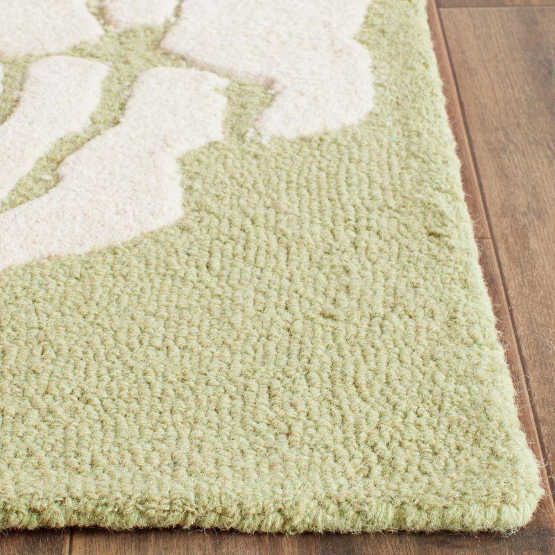 Lime and Ivory Hand-Tufted Wool Square Area Rug