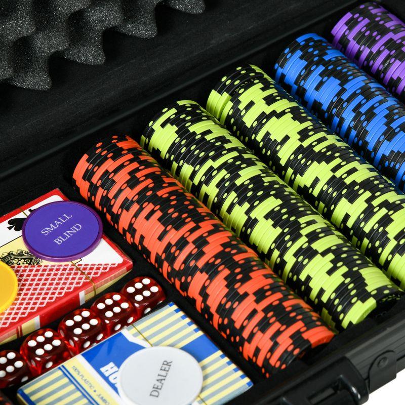 Soozier 500 Chip, 14 Gram Clay Poker Chips Set with Aluminum Case, Casino Poker Chips with 2 Decks of Playing Cards, Dealer Button & 5 Dice