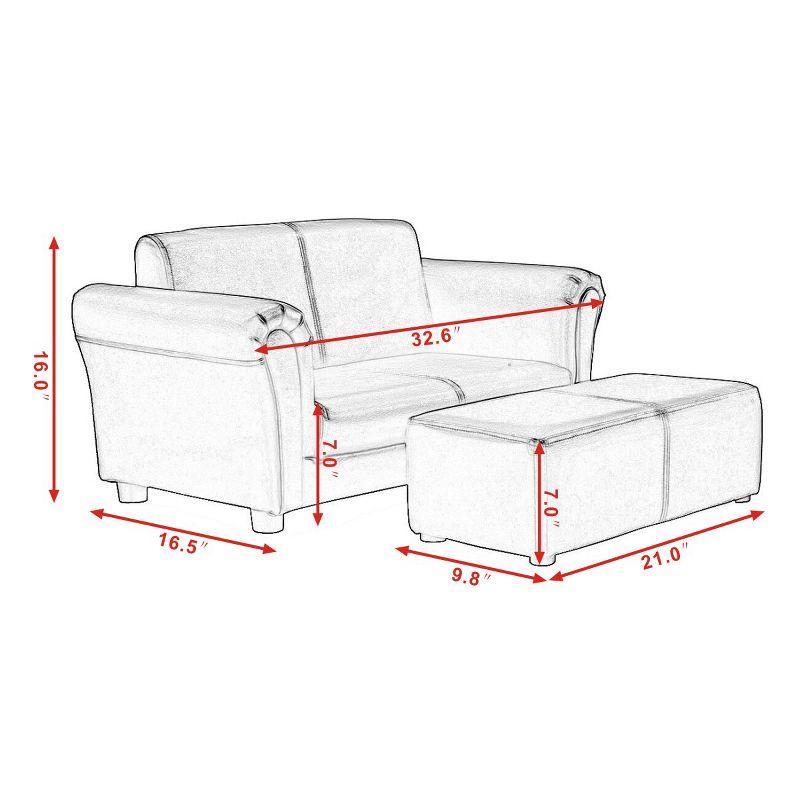Tangkula Kids Sofa Upholstered Lounge Children Couch Ottoman w/ Armrest White