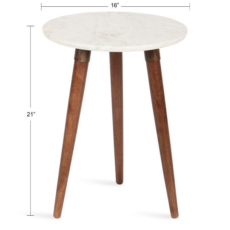 Kate and Laurel Rumsen Round Marble Side Table, 16x16x21, Walnut Brown