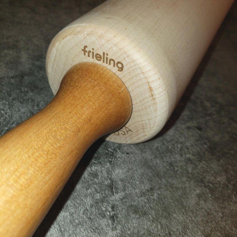 Frieling Classic Rolling Pin with handles, 12", Brown