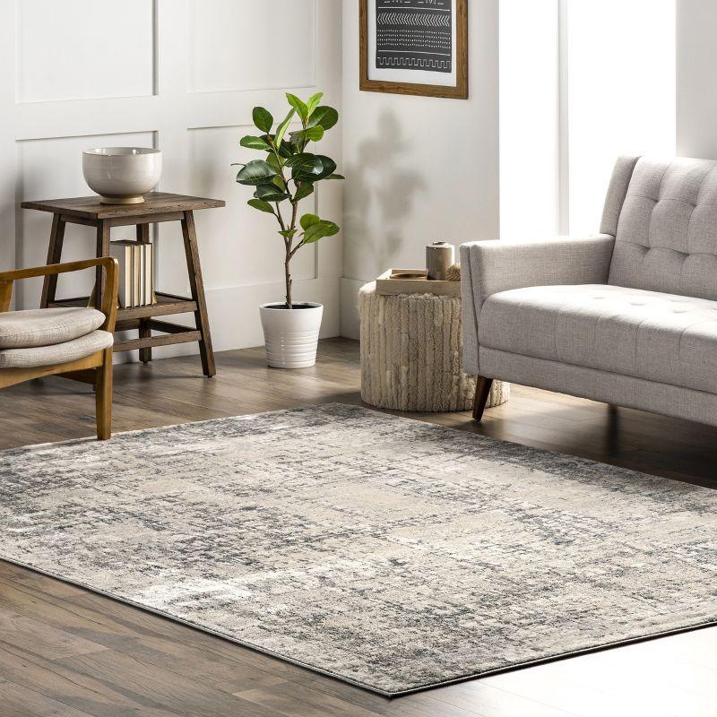 Modern Abstract Beige Synthetic Area Rug, 52"x24"