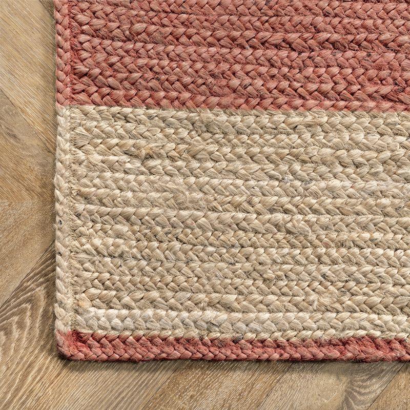 nuLOOM Solange Braided Jute Diamond Stripes Area Rug