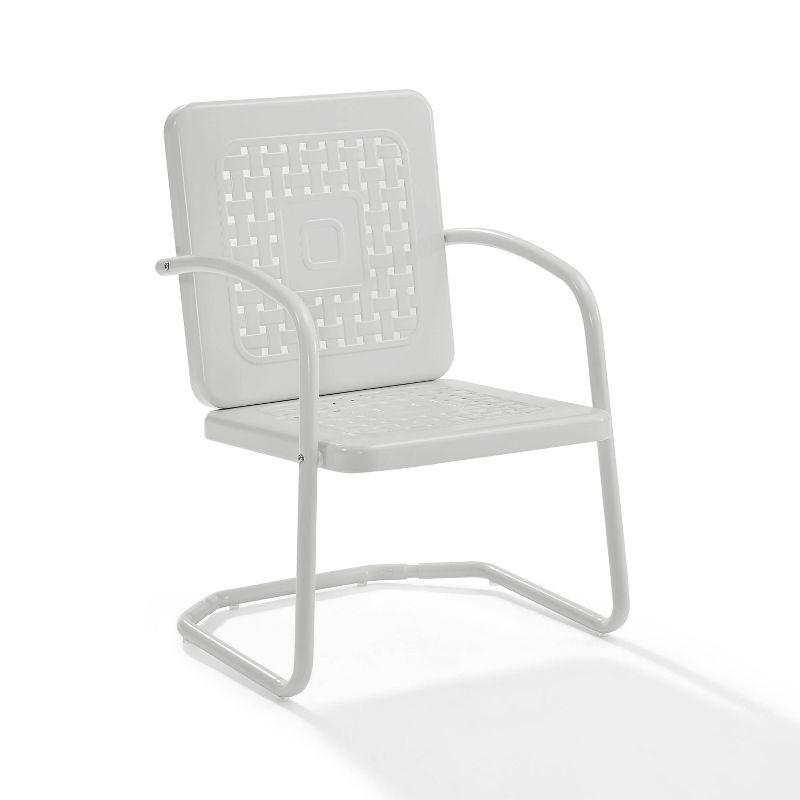 Crosley 2pk Bates Outdoor Steel Arm Chairs White: Vintage Style, Powder-Coated Finish, UV & Weather Resistant