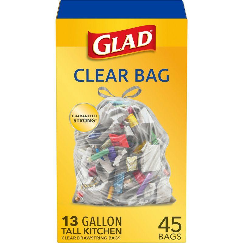 Glad Tall Kitchen Drawstring Recycling Bags + Clear Trash Bags - 13gal/45ct