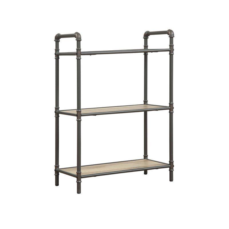 Itzel 26" Antique Oak and Sandy Gray Industrial Bookshelf