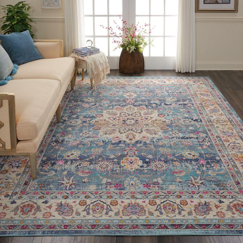 Elegant Vintage Kashan 8' x 10' Blue Synthetic Area Rug