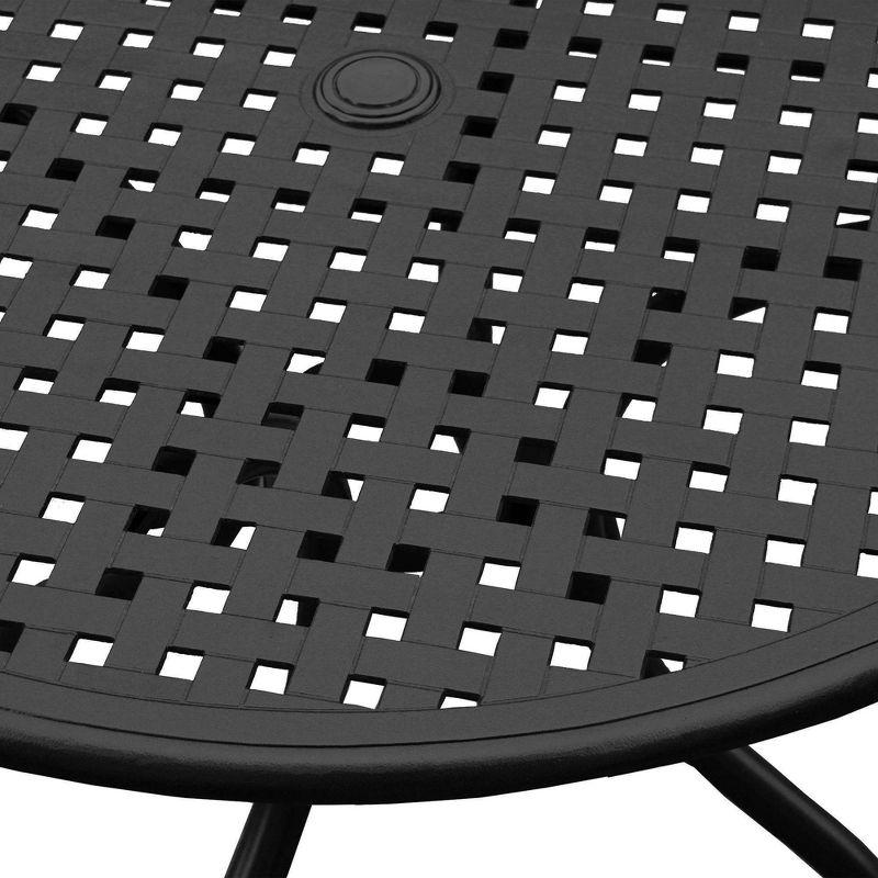 42" Modern Mesh Aluminum Round Patio Dining Table - Black - Oakland Living: UV & Weather-Resistant