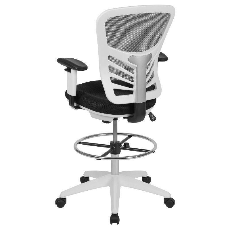 Flash Furniture Mid-Back Mesh Ergonomic Drafting Chair with Adjustable Chrome Foot Ring, Adjustable Arms