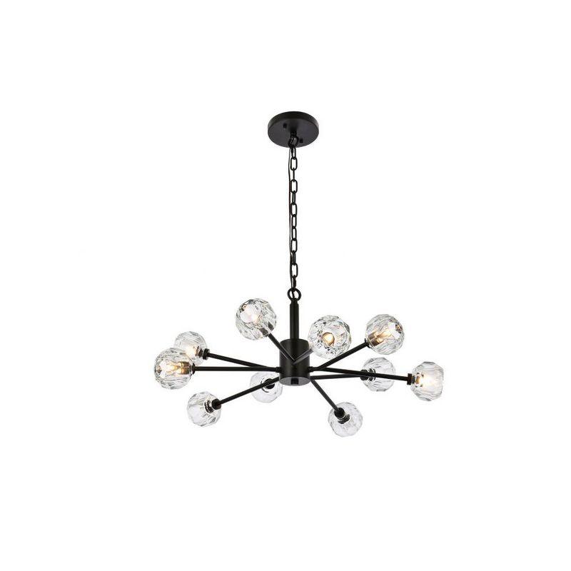 Graham Black 10-Light Pendant with Crystal Globe Shades