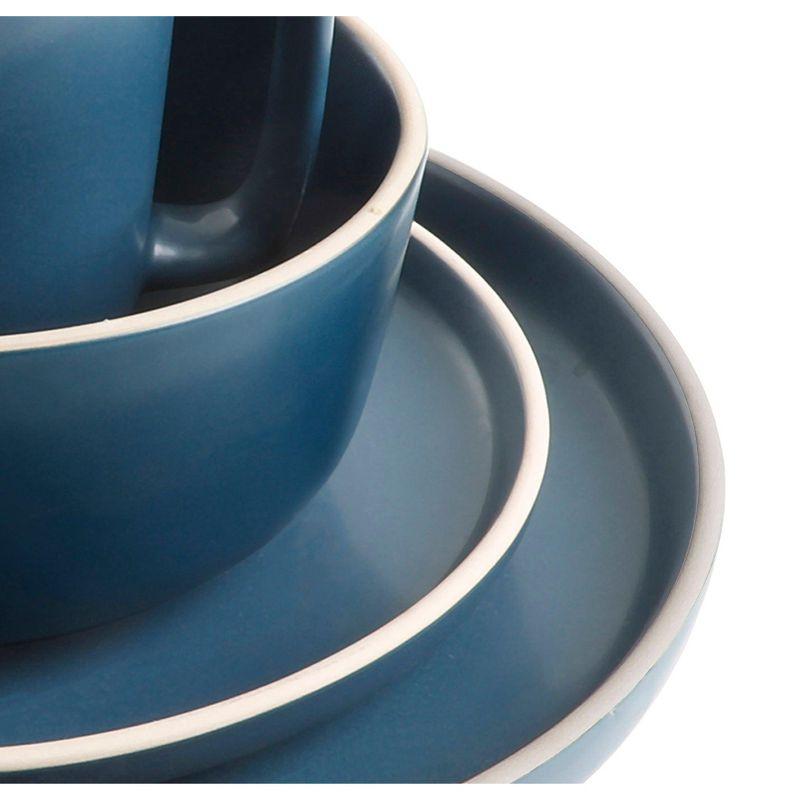 Gibson Home Zuma 16-Piece Round Matte Stoneware Dinnerware Set Black