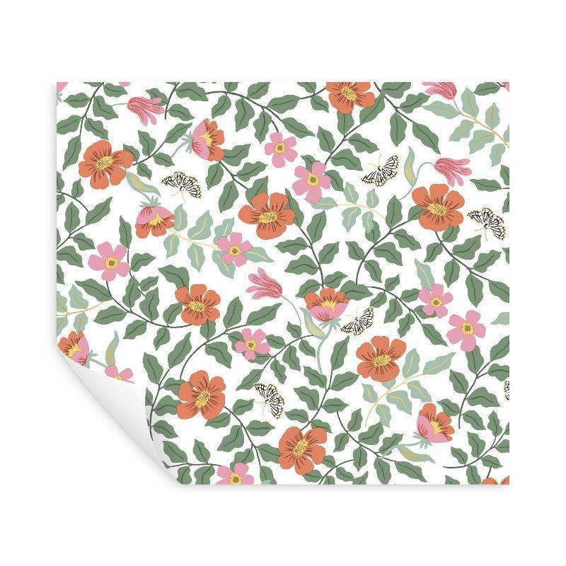 Primrose Fluttering Butterflies & Blooms Peel and Stick Wallpaper Roll