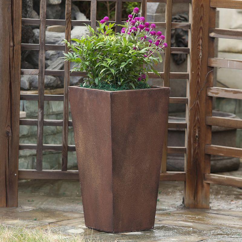 LuxenHome Square Tapered 24.2" Tall Planter Brown