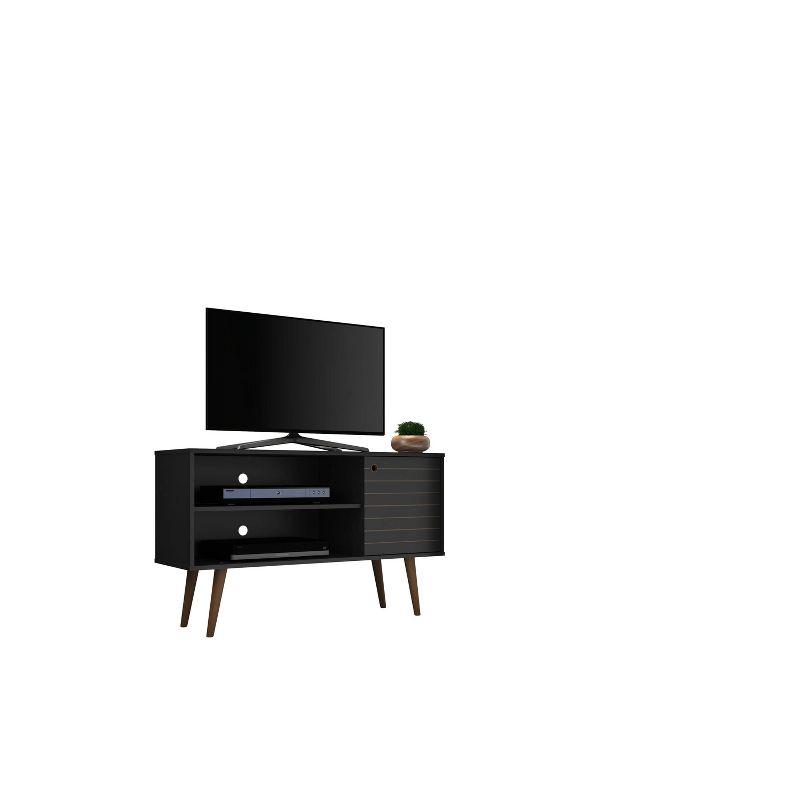 Liberty Mid-Century Modern 2 Shelves and 1 Door TV Stand for TVs up to 46" Black - Manhattan Comfort: Media Storage, Cable Management