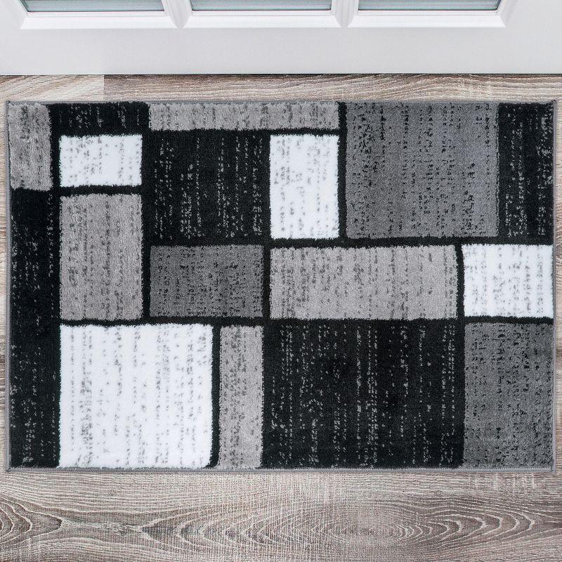 World Rug Gallery Contemporary Modern Boxed Color Block Area Rug