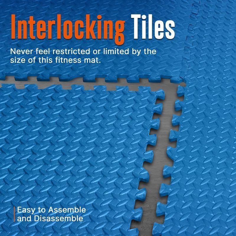 SereneLife Thick Puzzle Exercise Mat, EVA Foam Interlocking Tiles Protective Flooring for Gym Equipment and Cushion (Set of 6)
