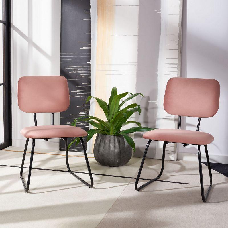 Chavelle Side Chair - ACH6205 - Set of 2 - Dusty Rose/Black - Safavieh