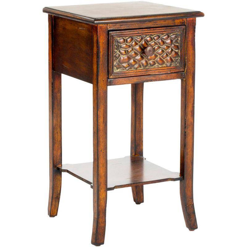 Ernest End Table With Storage Drawer - Dark Brown - Safavieh.