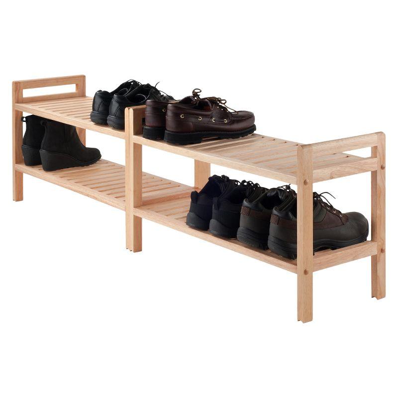 2pc Mercury Stackable Shoe Rack Set Natural - Winsome: Hardwood Organizer for Closet & Entryway