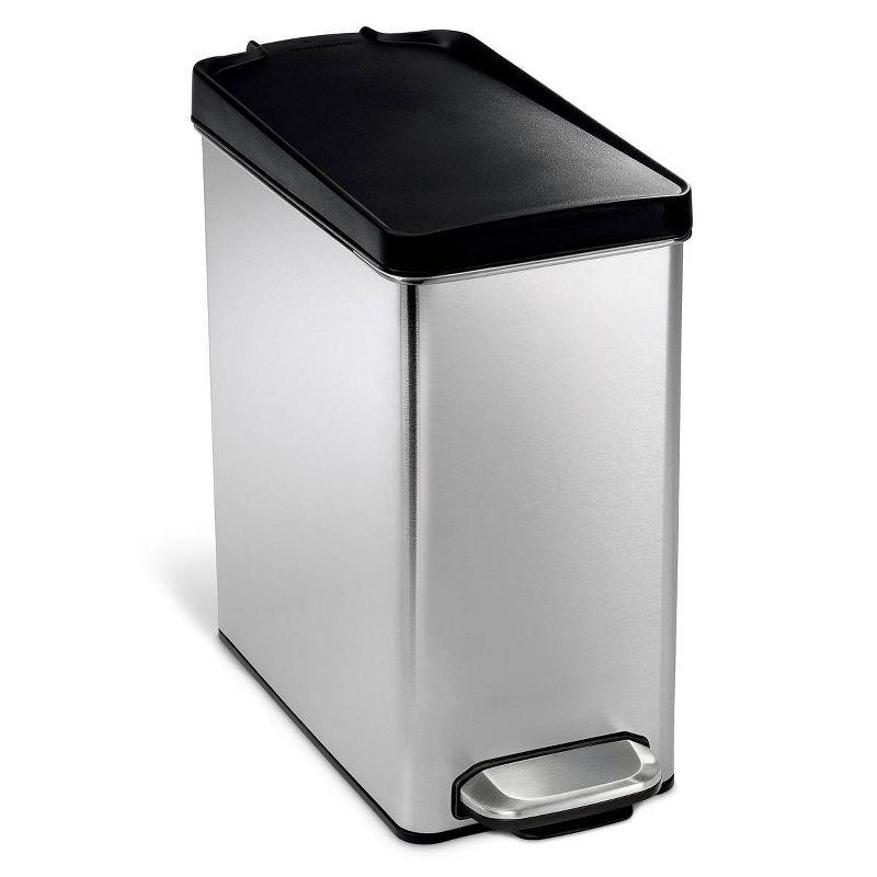 simplehuman 10 Liter / 2.6 Gallon Stainless Steel Bathroom Slim Profile Trash Can