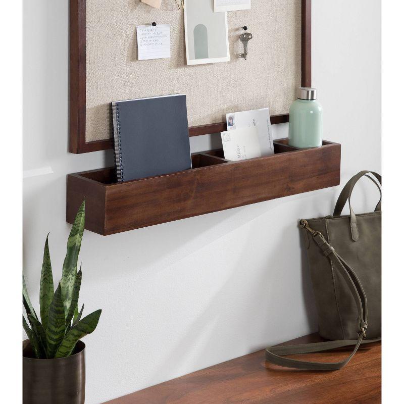 26" x 4" Hutton Wall Pocket Shelf Walnut Brown - Kate & Laurel All Things Decor: Wood Message Center, Corkboard, Office Organizer