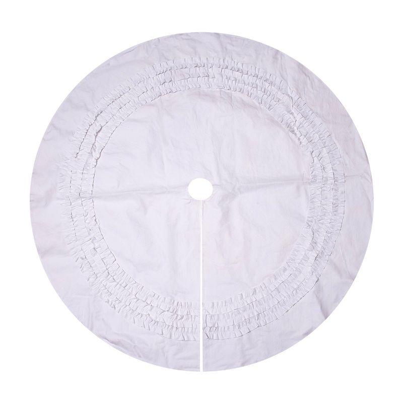 48 in. White Ruffled Polyester Christmas Tree Skirt