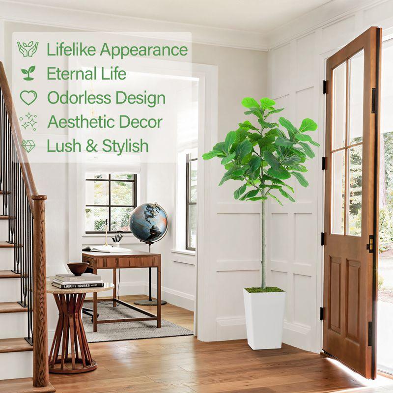 Artificial Fiddle Leaf Fig Tree 5FT, Faux Fiddle Leaf Fig Tree with Tall White Planter