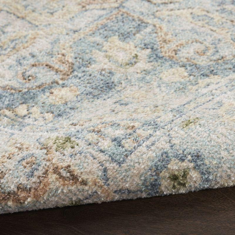 Nourison Astra Machine Washable Vintage Medallion Indoor Rug Beige Blue 4' x 6'