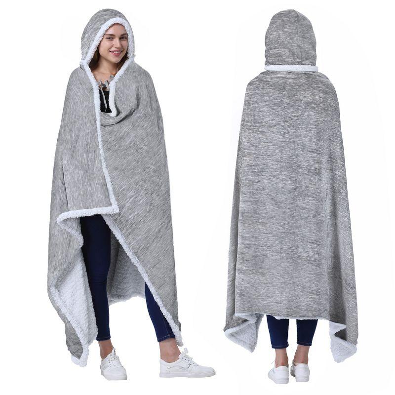 Catalonia Catalonia Sherpa Fleece Throw Cape, Wearable Blanket Wrap with Hand Pockets, Soft Lightweight Cozy