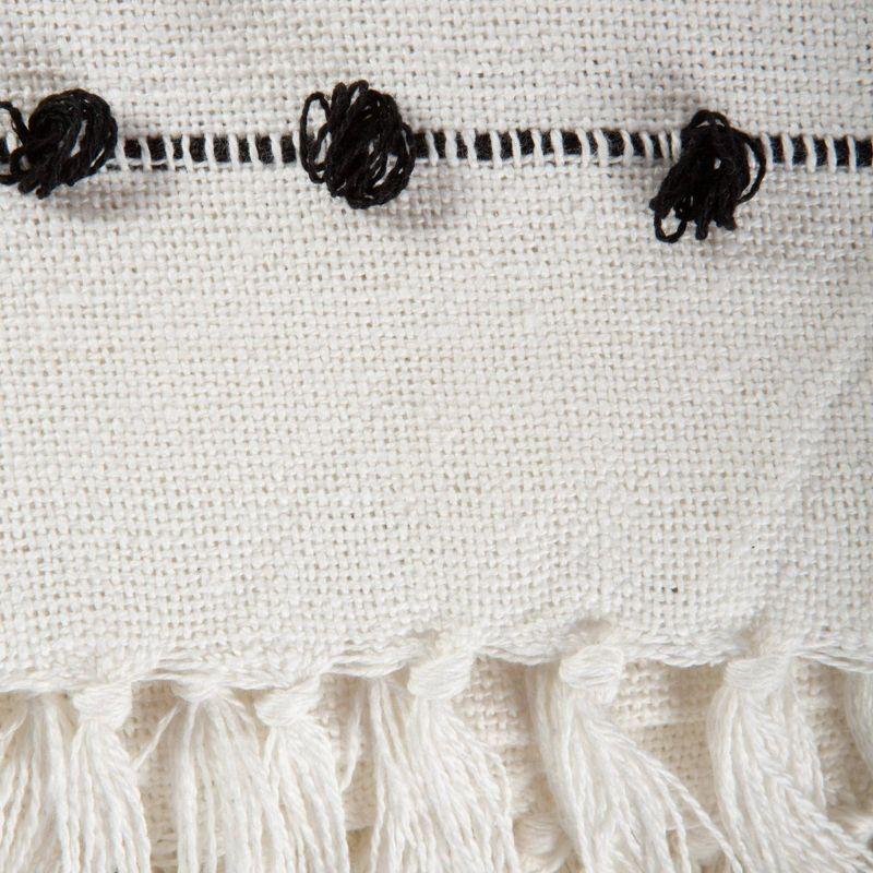 50"x60" Woven Loop Throw Blanket Off-White - Design Imports: Cotton, Hypoallergenic, Machine Washable