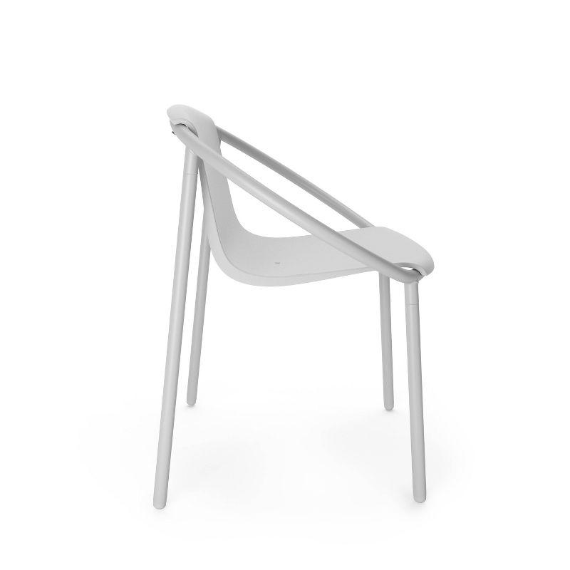 Eco-Friendly Bent Metal and Wood Fiber Composite Outdoor Chair in Gray