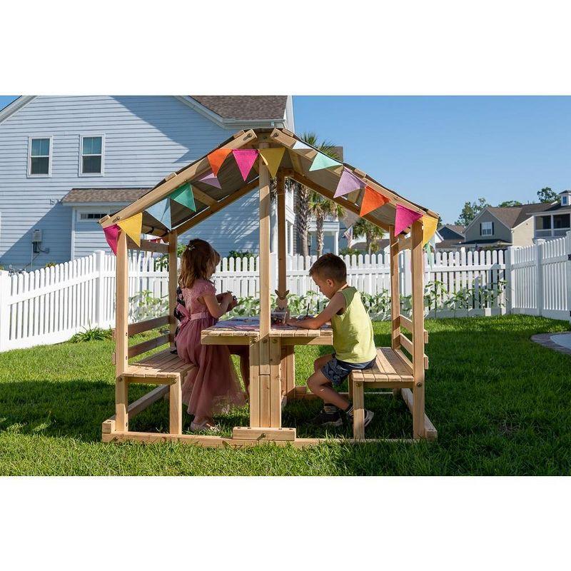 Funphix Wooden Kids Playhouse with Table and Benches