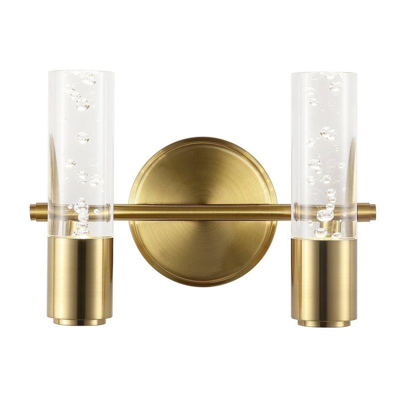10.75" 2-Light Bolha Minimalist Bubble Acrylic/Iron Wall Sconce Light Brass/Gold - JONATHAN Y: ETL Listed, Modern Vanity Fixture