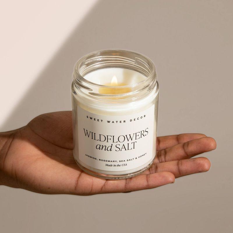 Sweet Water Decor Widlflowers and Salt 9oz Clear Jar Soy Candle