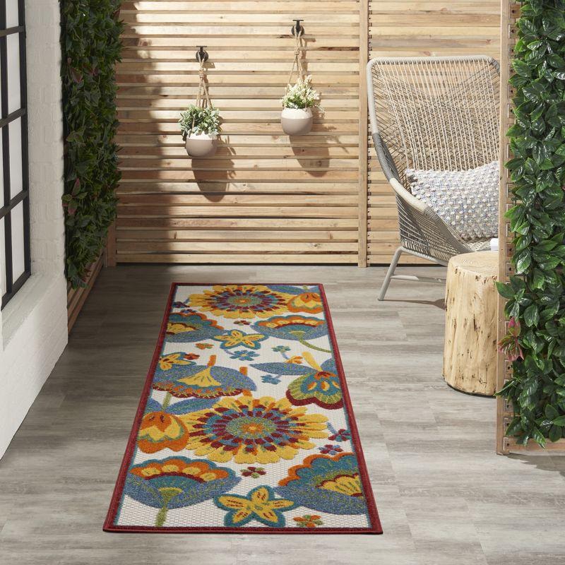 Aloha Multicolor Floral 2' x 6' Runner Outdoor Rug