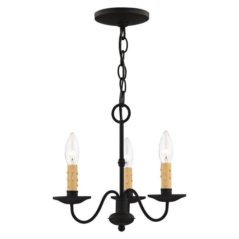 Elegant Black Mini Chandelier with Faux Candle Lights