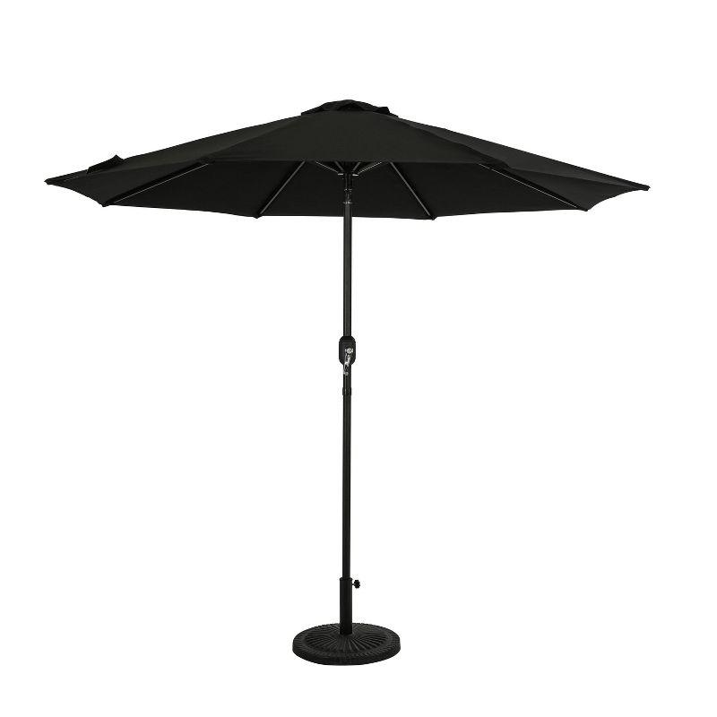 9-Foot Black Aluminum Market Patio Umbrella with Auto-Tilt