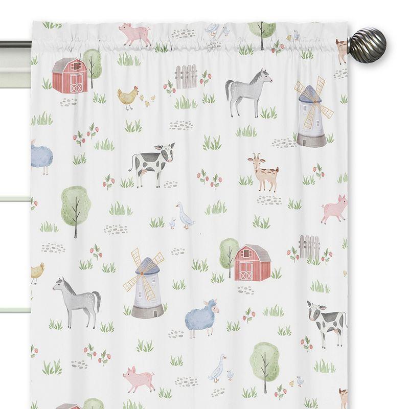 Farm Animals Floral Semi-Sheer Rod Pocket Curtain Panels (Set of 2)