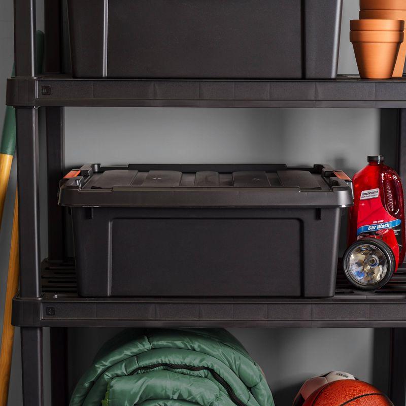 Rugged Black 47 Qt. Stackable Heavy-Duty Storage Bin with Secure Lid