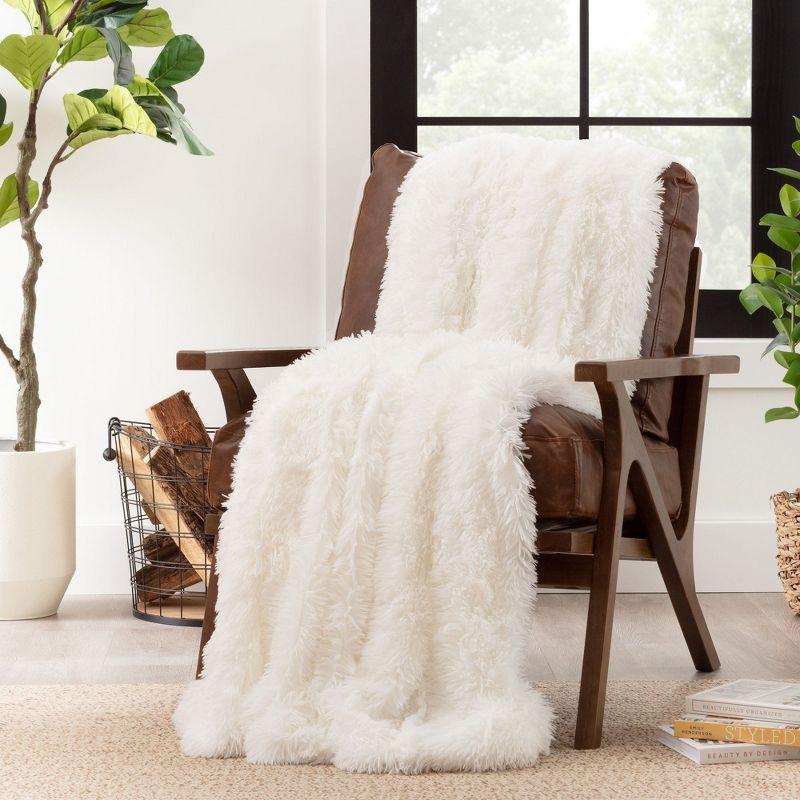 Chanasya Solid Faux Long Fur Fuzzy Throw Blanket