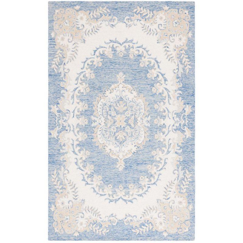 Ebony EBN121 Handmade Tufted Accent Rug - Blue/Ivory - 3' X 5' - Safavieh