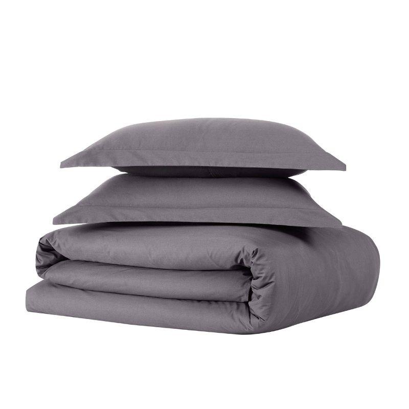3pc Full/Queen Classic Cotton Duvet Set Gray - Brooklyn Loom