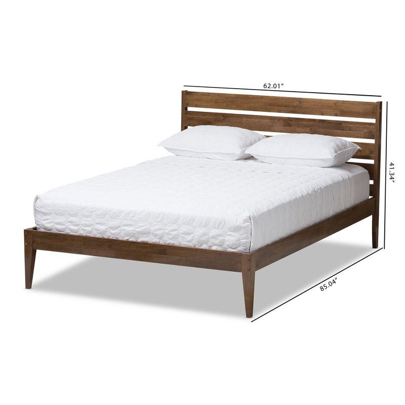 Elmdon Walnut Queen Platform Bed with Slatted Wood Headboard