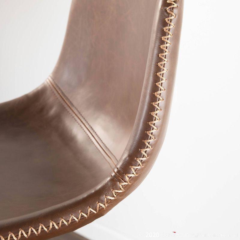 Set of 2 31.25" Duke Industrial Adjustable Height Barstools Antiqued Brown - LumiSource: Oval Back, Polyurethane Upholstery, Metal Legs