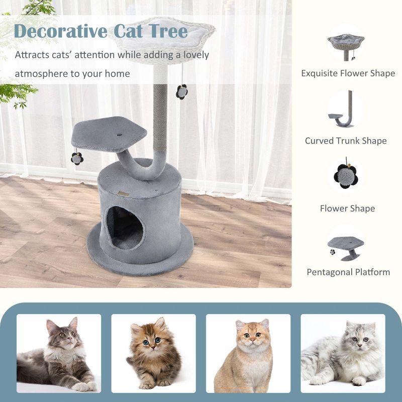 Costway 42'' Cat Tree Tower 3-Layer Activity Center with Scratching Post Condo & 2 Perches