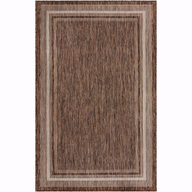 Unique Loom 5' 3 x 8' 0 Rectangle Indoor/Outdoor Border Brown Area Rug